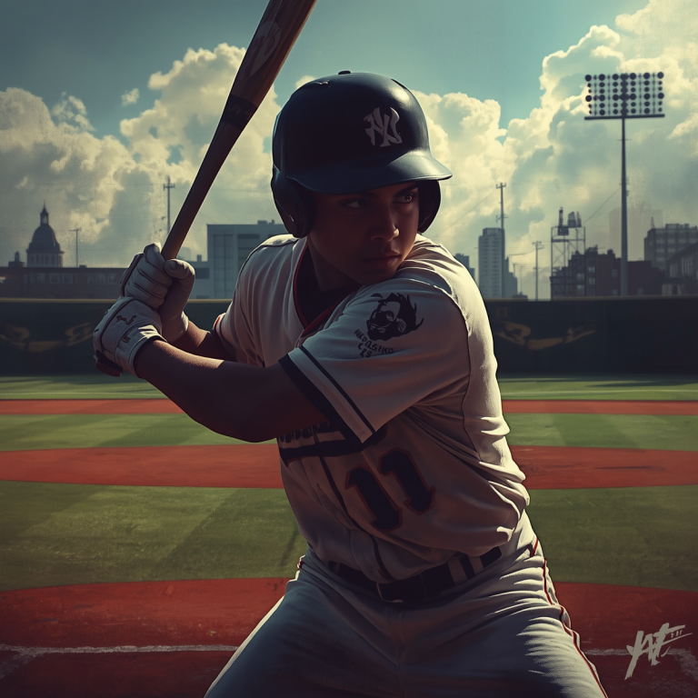 young batter in stance